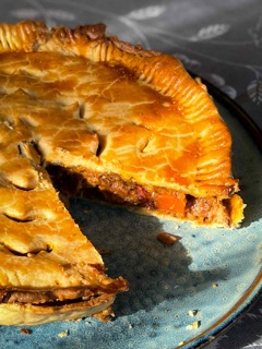 Tourte au pulled pork et au brisket préparée par Alexandra